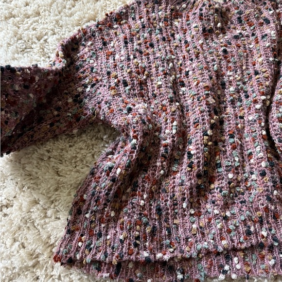 Pink and Red Crew Neck Sweater with Textured Knit - Picture 4 of 6